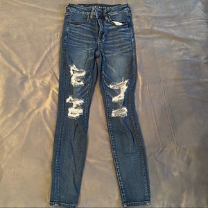 blue ripped skinny jeans from american eagle. size 6.